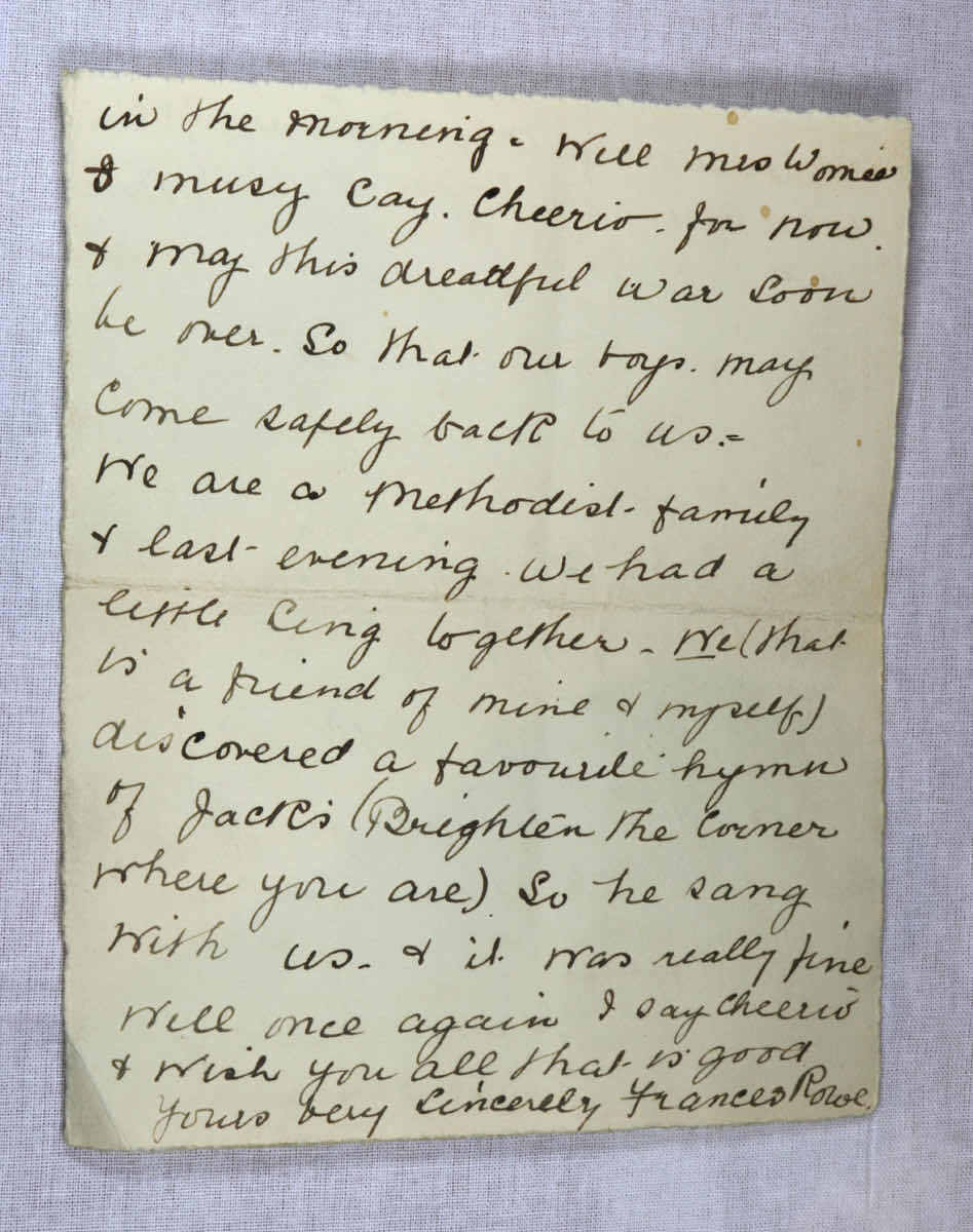 Air Mail letter from Mrs Rowe to Mrs Roxy Womer, dated 17 March 1943